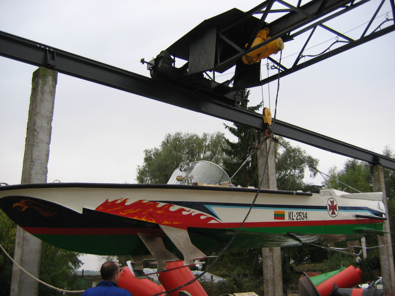 Volga hanging in crane